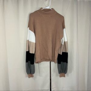 Colorblock turtleneck sweater